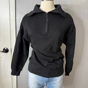 Pink Victorias Secret Ivy Fleece Half Zip Sweatshirt, Black, XS